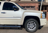 PZX 18" silver wheels on white Chevy Silverado