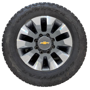 Chevrolet Silverado HD  20" Machined Grey Wheels, 275/65R20 Tires, Set of 4, Part# Q86
