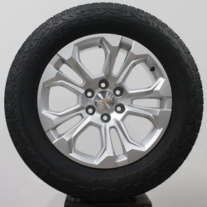 Chevrolet Silverado Silver 20" OEM Wheels, 275/60R20 Bridgestone AT Tires, Set of 4, Part# -RHOAT