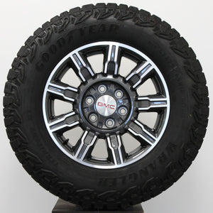 GMC Sierra AT4 18" Grey / Machined wheels, 275/65R18 Goodyear Territory MT Tires, Set of 4