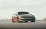 Grey Porsche 911, Candy Red Brushed Modulare B14 EVO