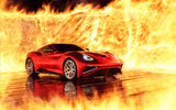 Car with fire in the background, Modulare B18 wheels