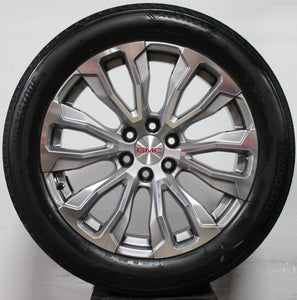 22" Grey / Machined wheel with Bridgestone tire for 2021 GMC Yukon