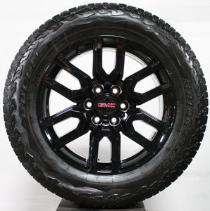 GMC Sierra AT4 20" Gloss Black Wheels, 275/60R20 Bridgestone set of 4, partt# RD3